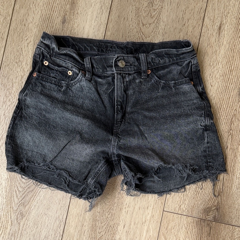 American Eagle Outfitters Black Distressed Cutoff Denim Shorts